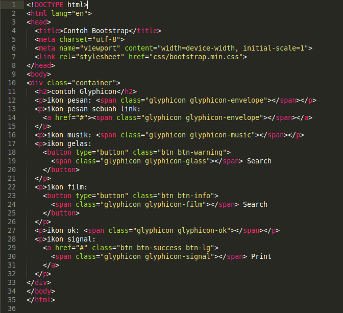 BOOTSTRAP PART 8 Penggunaan Glyphicons dalam bootstrap