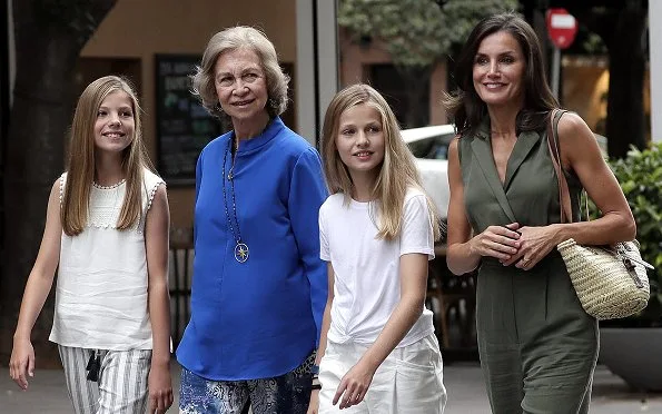 Queen Letizia, Crown Princess Leonor, Infanta Sofia, former Queen Sofia of Spain were seen in Palma de Mallorca