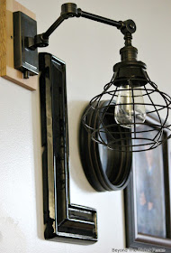 wall sconce, oil rubbed bronze, edison bulb, gallery wall, Robert Abbey, vintage, light cage,http://bec4-beyondthepicketfence.blogspot.com/2015/10/gallery-wall-with-awesome-light-sconces.html 