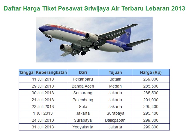 Harga Tiket Pesawat Sriwijaya Air Terbaru Juli Agustus Harga Tiket Pesawat Sriwijaya Air Terbaru Juli Agustus