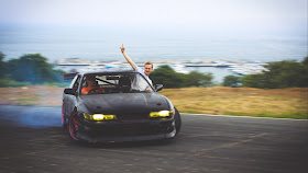 Nissan Silvia S13, sportowy japoński samochód, coupe, drifting, bokiem, JDM, przód