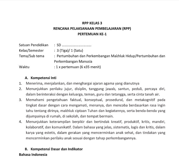 Rpp Tematik Kelas 2 Semester 1 1 Kali Pertemuan Rismax
