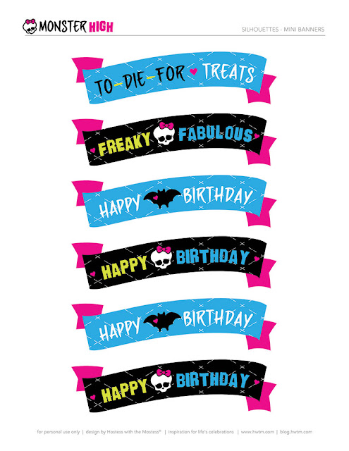 Kit para Fiesta de Monster High para Imprimir Gratis. Banderitas o toppers