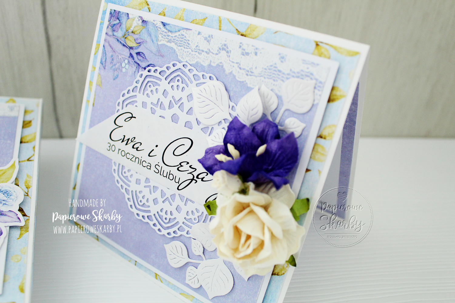 scrapbooking cardmaking handmade rękodzieło kartka kartki karteczka w pudełku rocznica ślubu perłowe gody 30 rocznica ślubu okolicznościowa gratulacyjna prezent