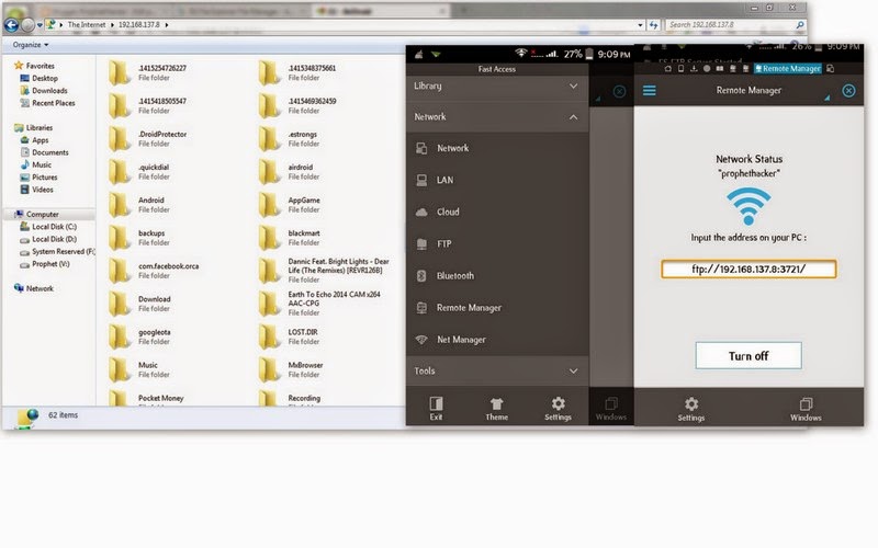 es file manager wireless file transfer in file explorer