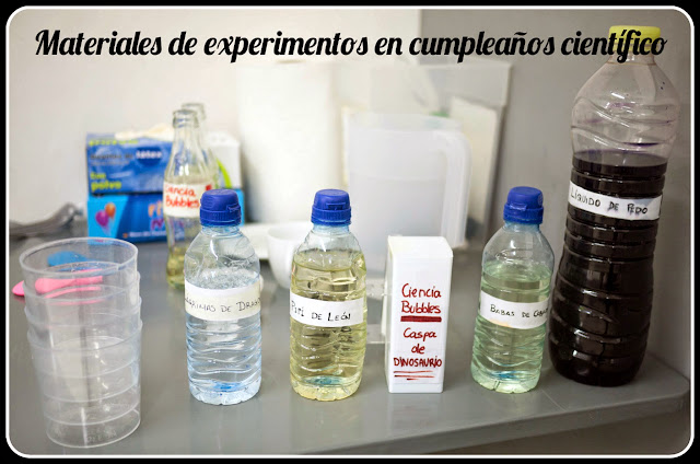 Materiales de experimentos de cumpleaños científico