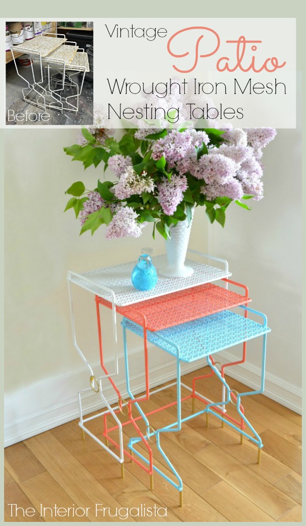 Vintage Patio Wrought Iron Mesh Nesting Tables The Interior Frugalista