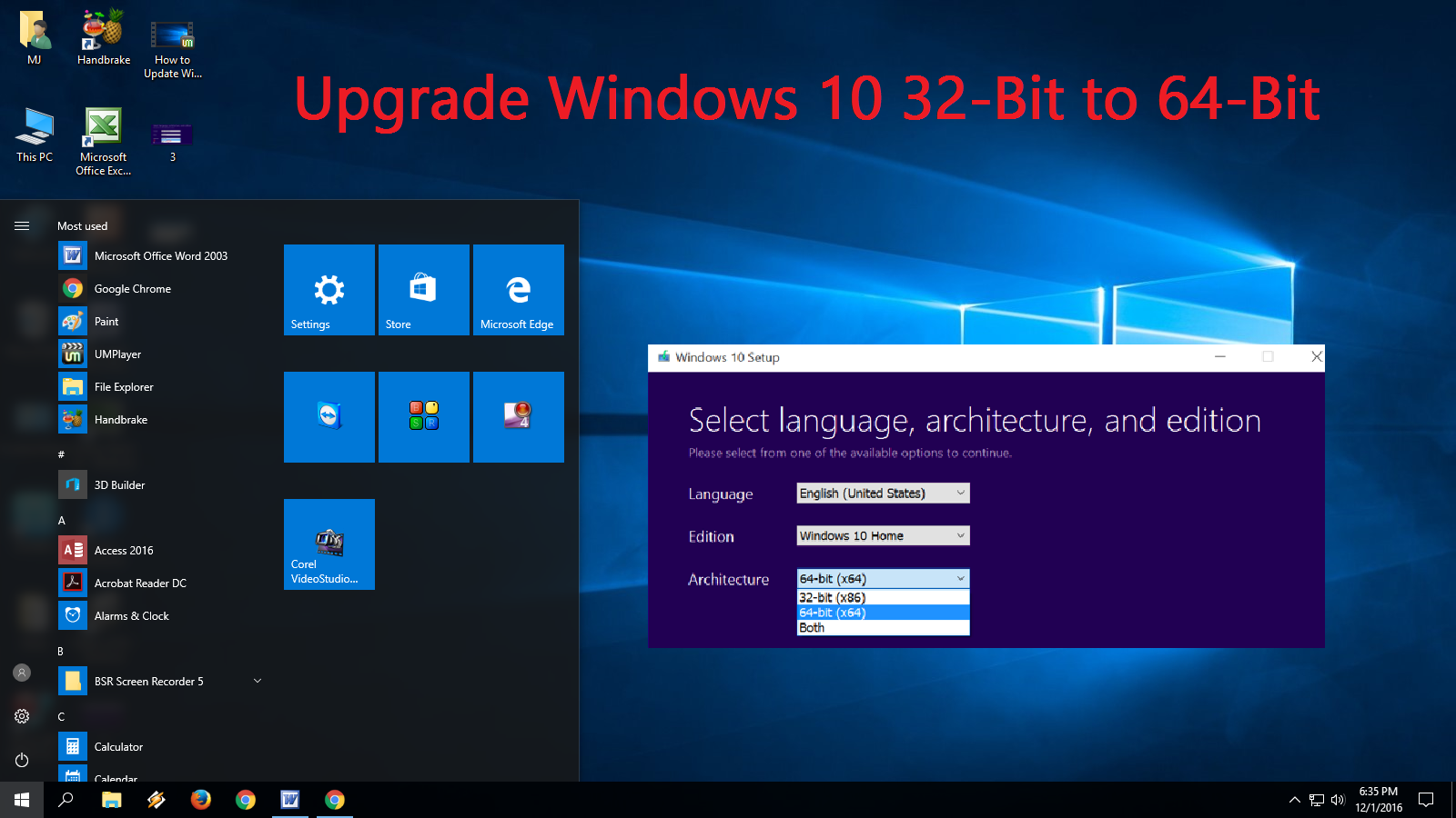 change windows to 64 bit