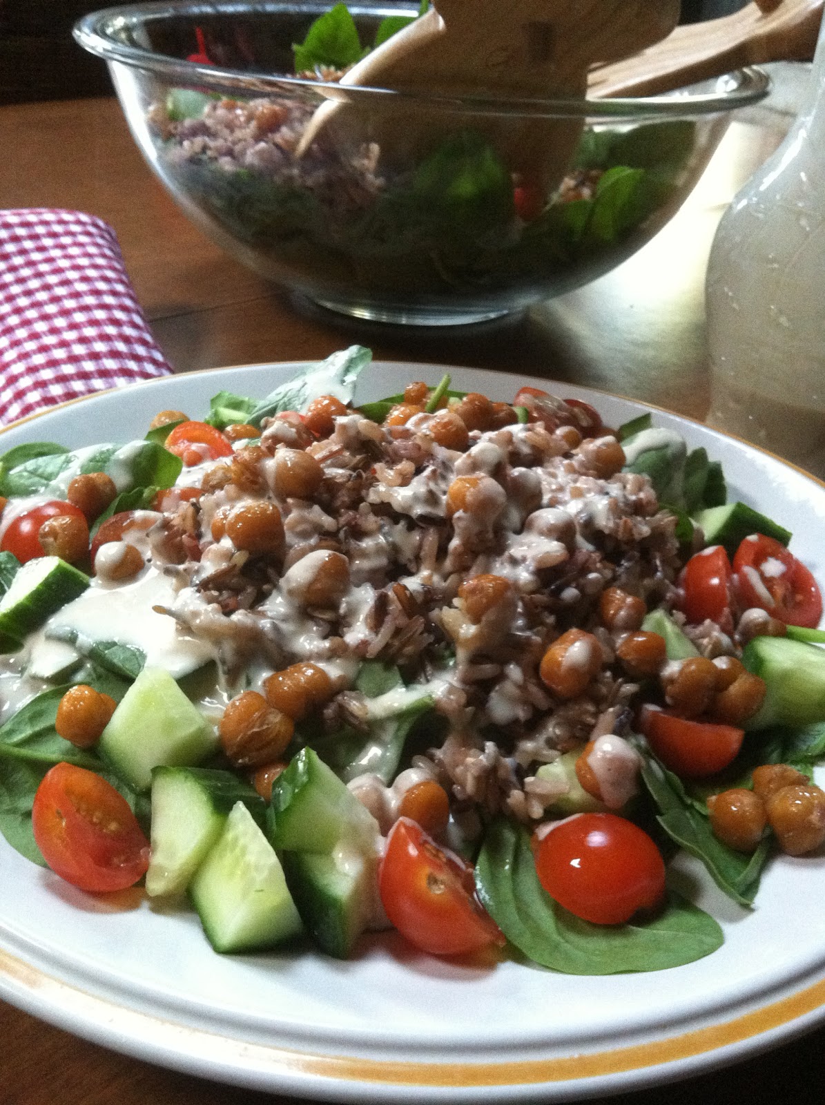 Vegan Beezie Roasted Chickpea and Wild Rice Salad with Tahini Dressing