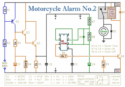 MOTORCYCLE ALARM IC 555 CIRCUIT DIAGRAM | Wiring Diagram