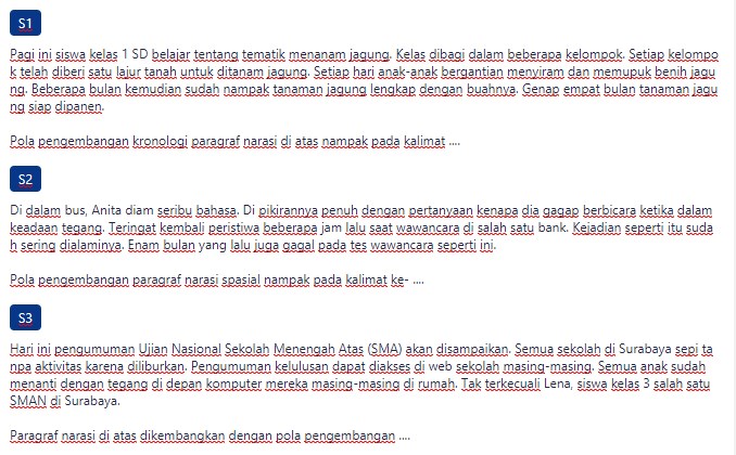 Contoh Soal Pola Pengembangan Paragraf Naratif