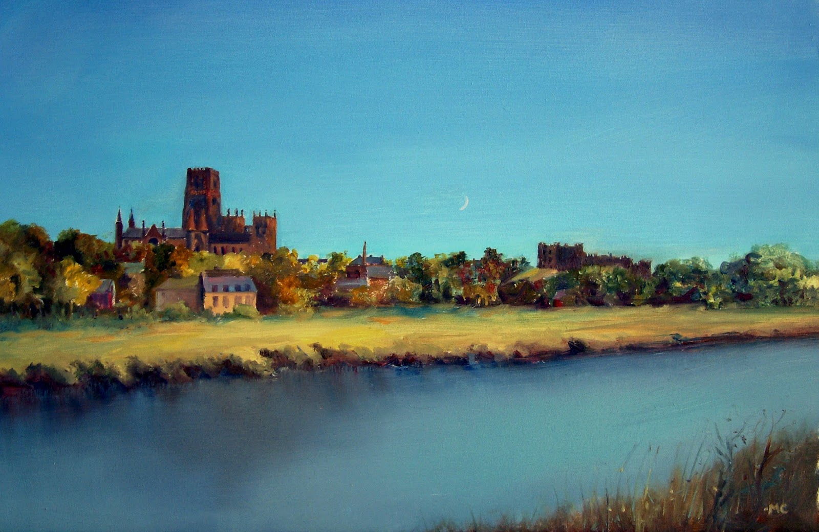 Carmarthen Artist Painting of Durham Cathedral and Castle in the early