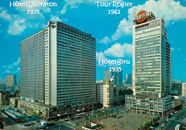 Place Rogier - Hôtel Sheraton (1971) - Tour Martini (1961) - Hôtel Siru (1935) - Bruxelles-Bruxellons