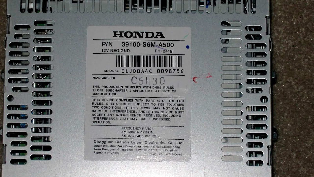 Honda Crv Anti Theft Radio Code - Radio Choices