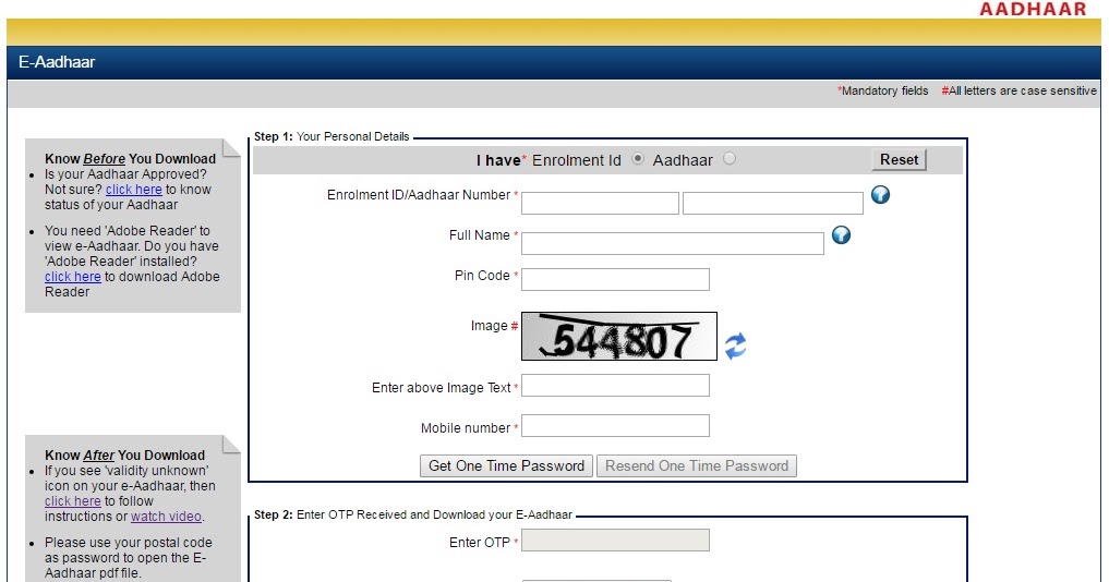 Enrolment Id In Aadhar Card