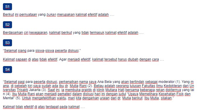 Contoh Soal Penggunaan Kalimat Efektif Dalam Membawakan Acara