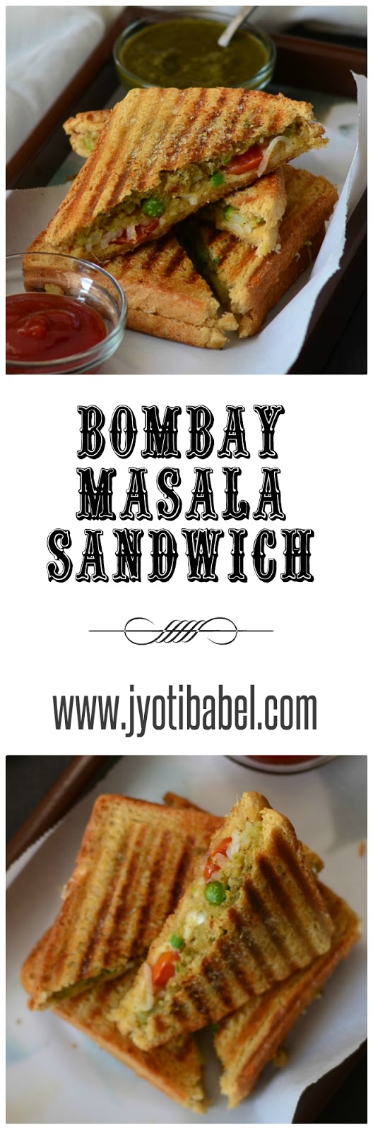 Bombay Masala Sandwich Recipe | A very popular roadside snack from the city of Mumbai, India. www.jyotibabel.com. Check the recipe to know how to make Bombay Masala Sandwich