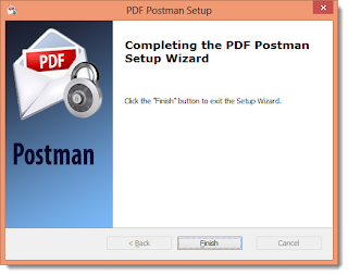 Image shows the wizard displaying the message, "Completing the PDF Postman setup wizard."