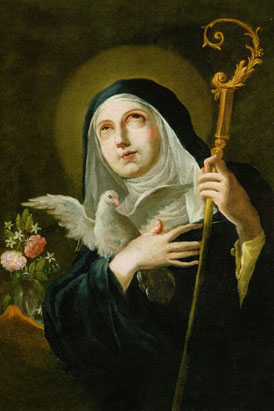 Saint Scholastica Virgin Christian Roman Catholic Icon on Wood
