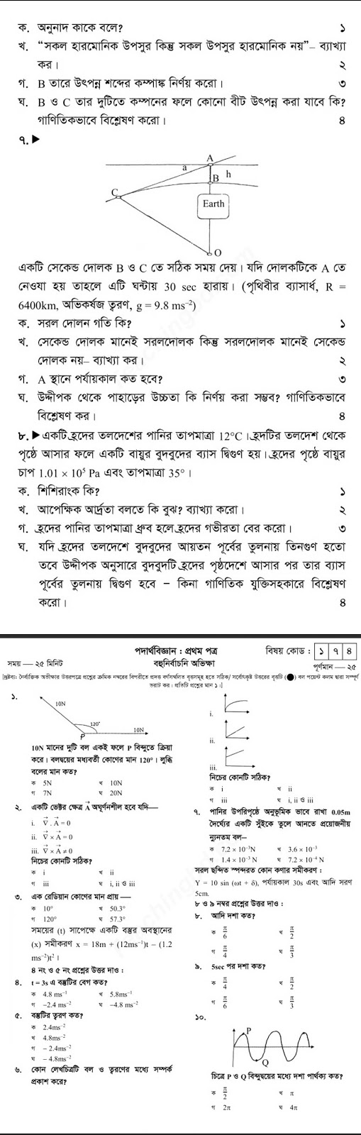 Hsc physics 1st paper model question 03