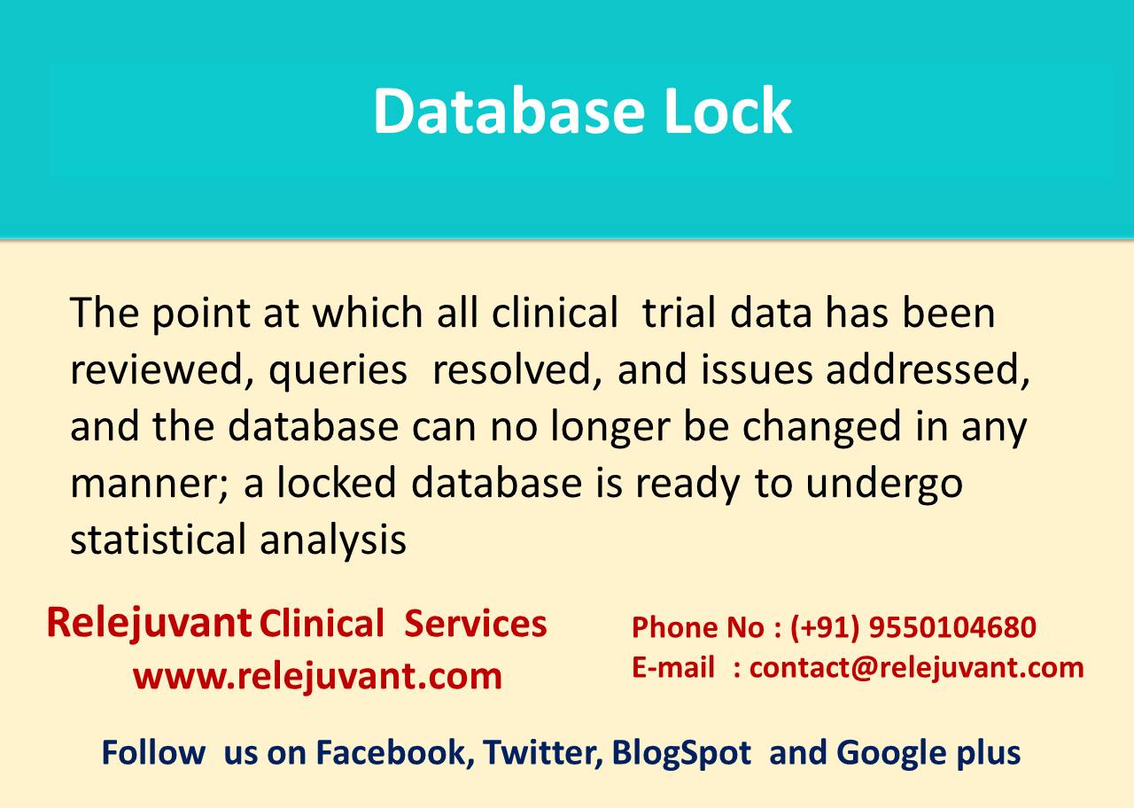 Database lock Relejuvant Clinical Services