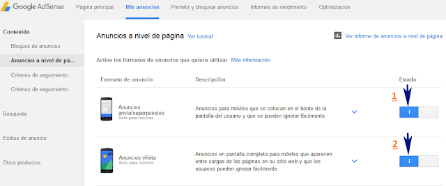 Nuevos anuncios a nivel de página para dispositivos móviles con Adsense.com