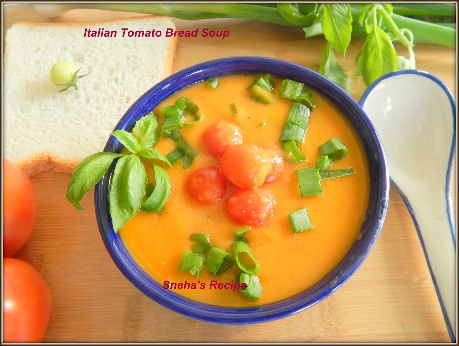 Italian Tomato Bread SoupSoupswappers Sneha's Recipe