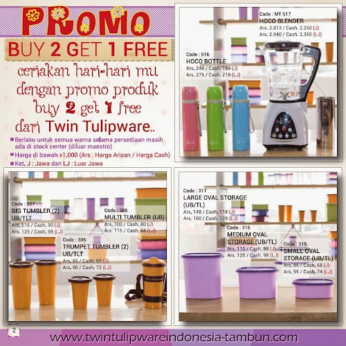 Promo Buy 2 Get 1 Free Tulipware | Maret - April 2014