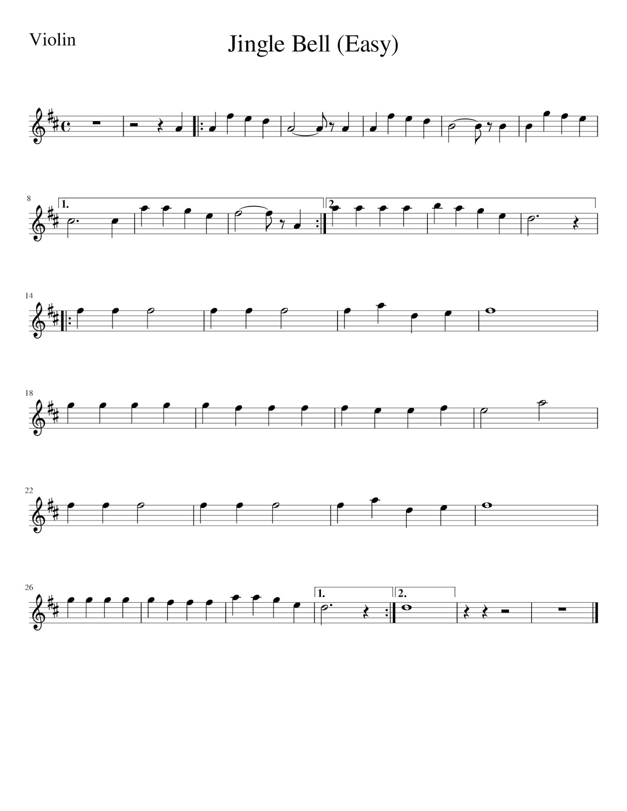 Violin 24h [Sheet Music] Jingle Bell (Easy)