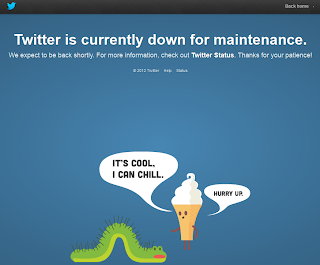 Twitter caído offline down por tareas de mantenimiento.