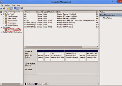 Screenshot: Computer management window