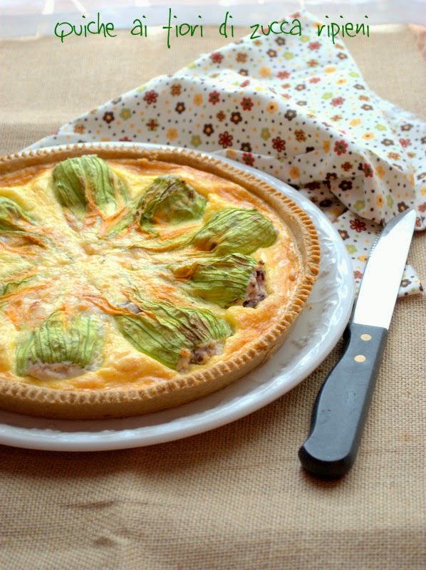 quiche ai fiori di zucca, ricotta di bufala e limone