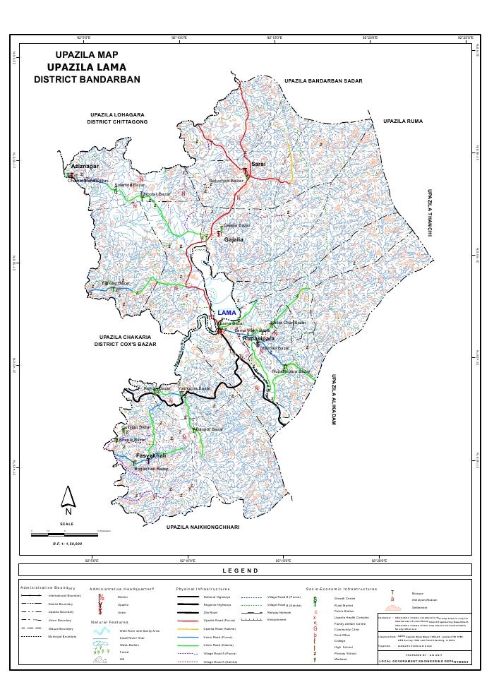Lama Upazila Map Bandarban District Bangladesh