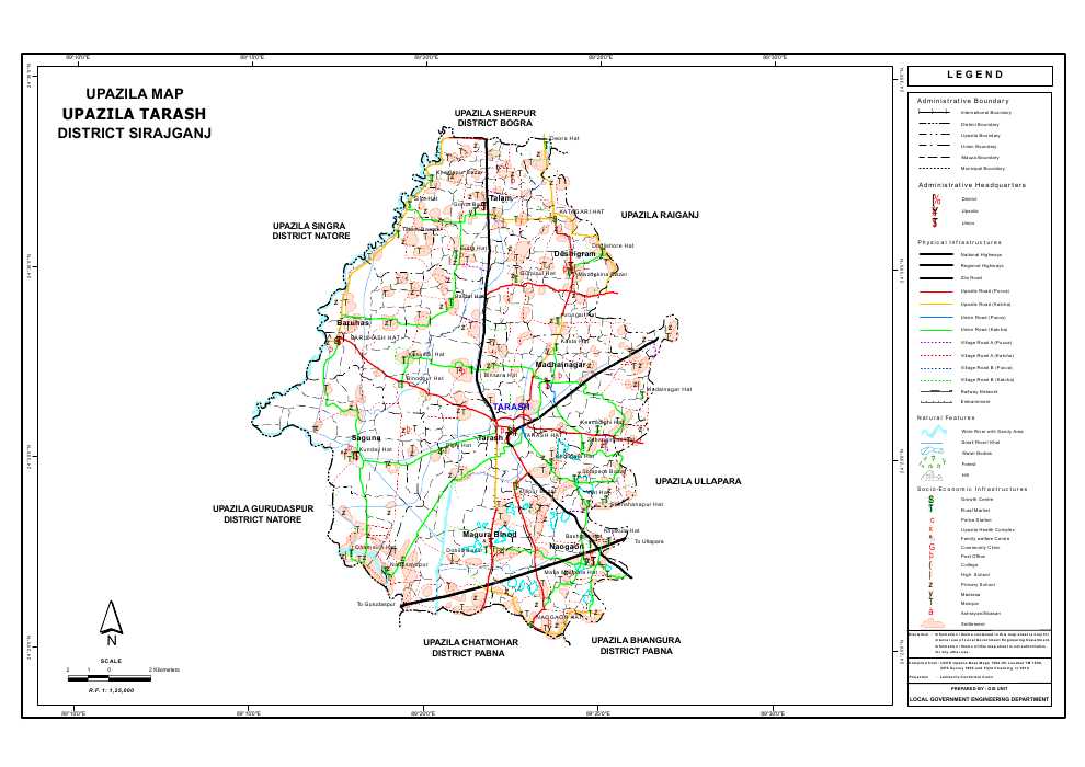 Tarash Upazila Map Sirajganj District Bangladesh