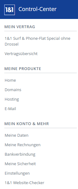 Neues Controlcenter von 1&1