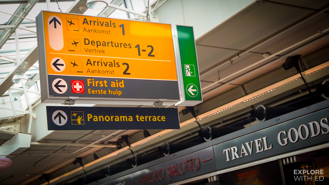 Schiphol Airport sign to Panorama Terrace