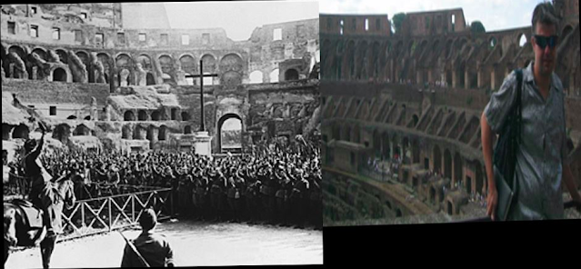 Mussolini addressing Fascist Militia inside Colosseum