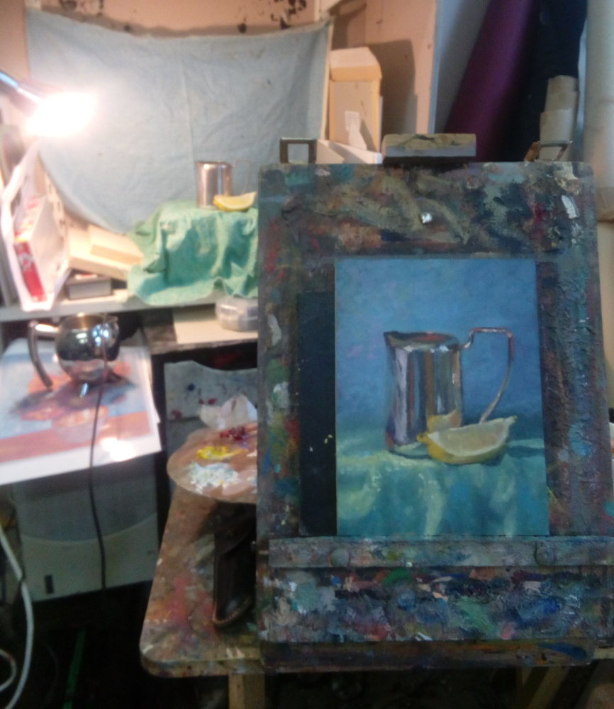 Painting in oils Demonstration in Art Class Oils and acrylics