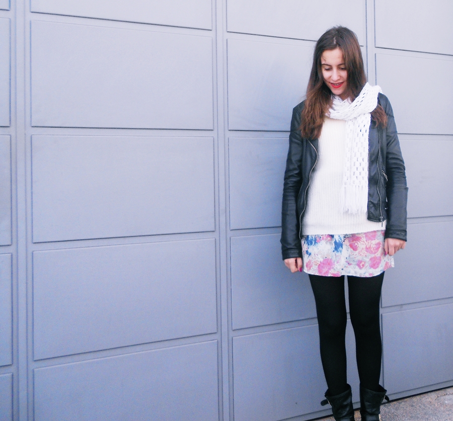 outfit floral skirt leather jacket outfit floral skirt leather jacket