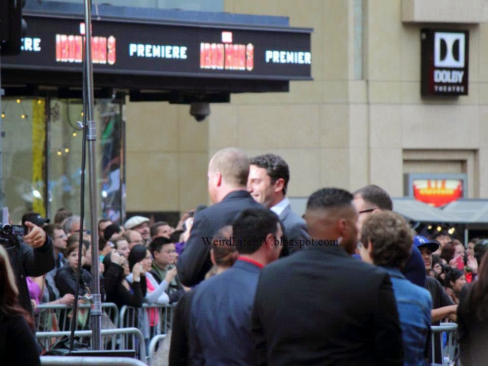Iron Man 3 Red Carpet Premiere Joss Whedon talking to fans via Skype