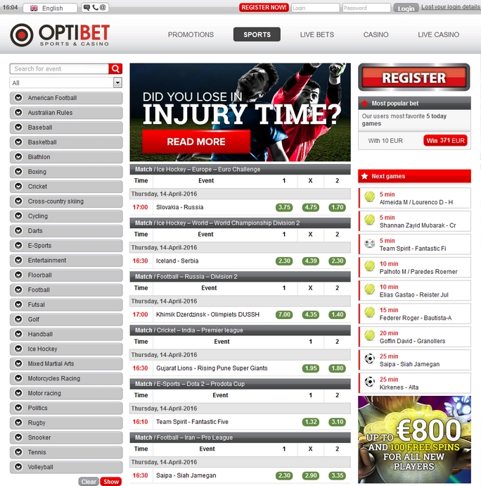 Optibet Optibet Screen