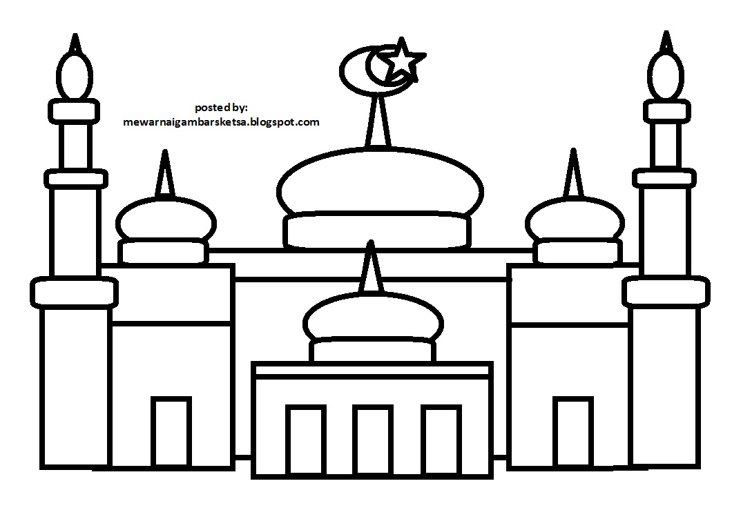 Mewarnai Gambar  Mewarnai Gambar  Sketsa Masjid  7