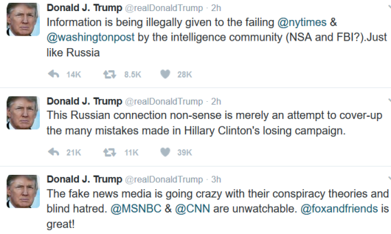 Donald Trump slams CNN, NY Times, Hillary Clinton and intelligence community tweets