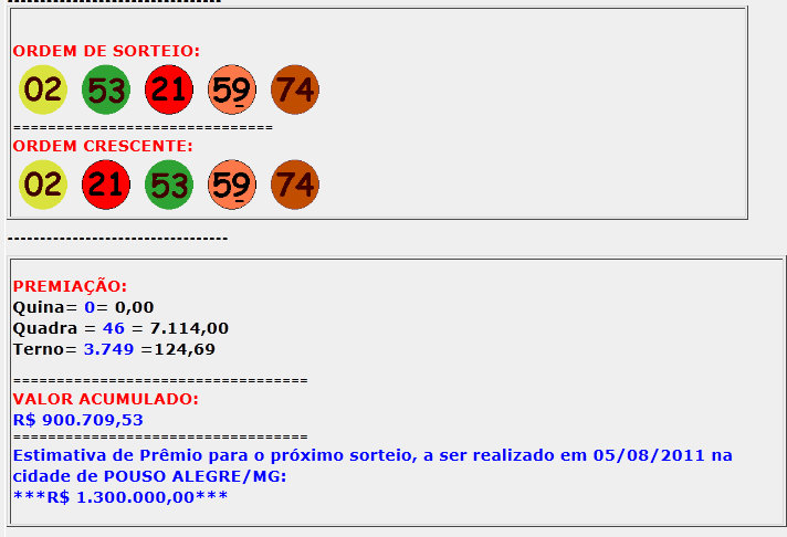 quina da loteria