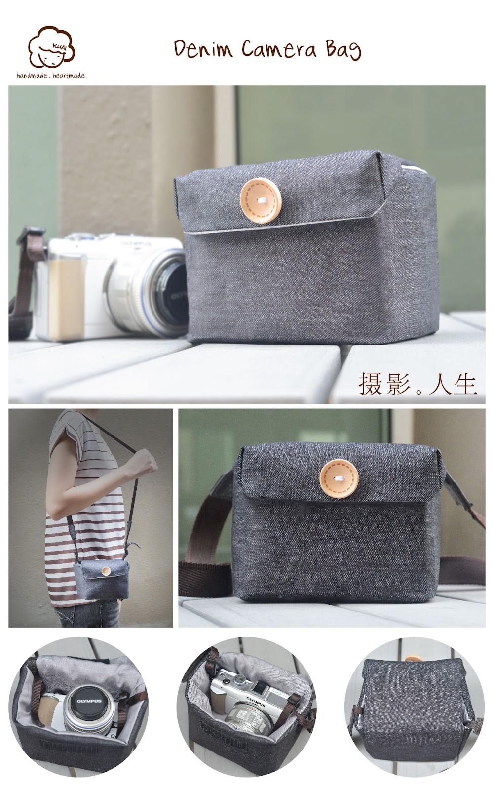 khai handmade Denim Camera Bag