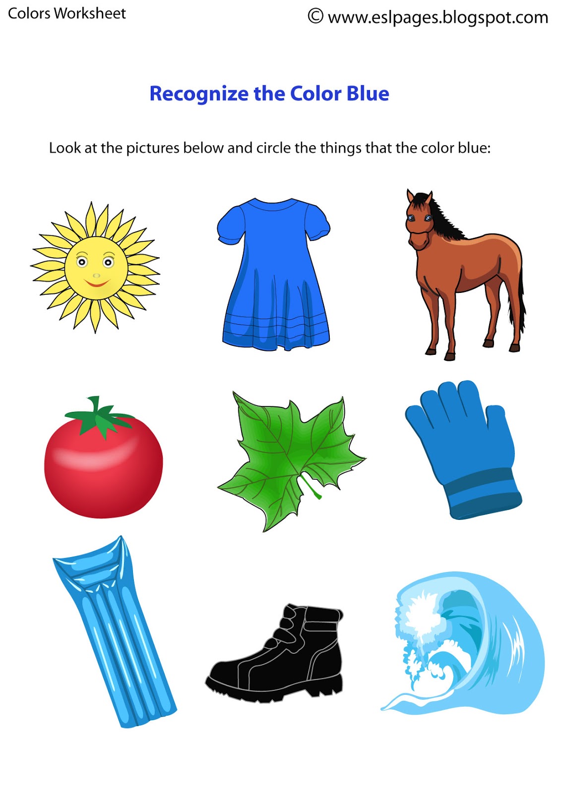 Esl Pages Colors Worksheets