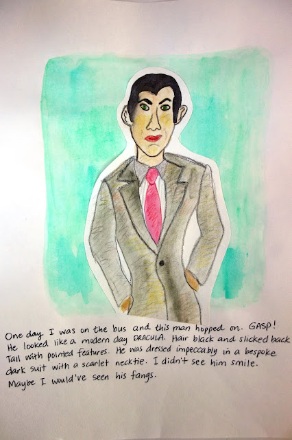 sketchbook, pages from my sketchbook, take home a face, everyday people, everyday stories, drawing, blah to TADA!, man on the bus, Modern Day Dracula