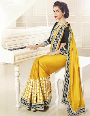 Latest Satin Sari Designs 2015