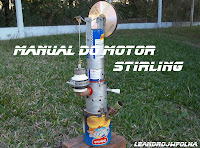 Manual do motor Stirling, motor caseiro do modelo Gama, com latas spray