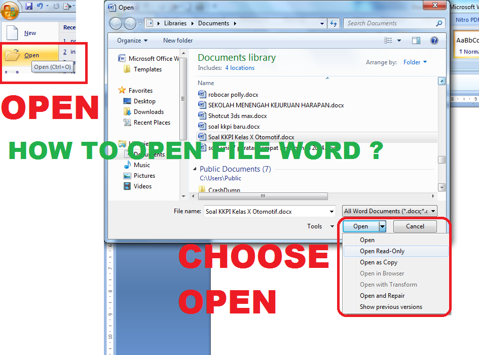 How To Open A File In Microsoft Word Open Read Only And Open Save A 